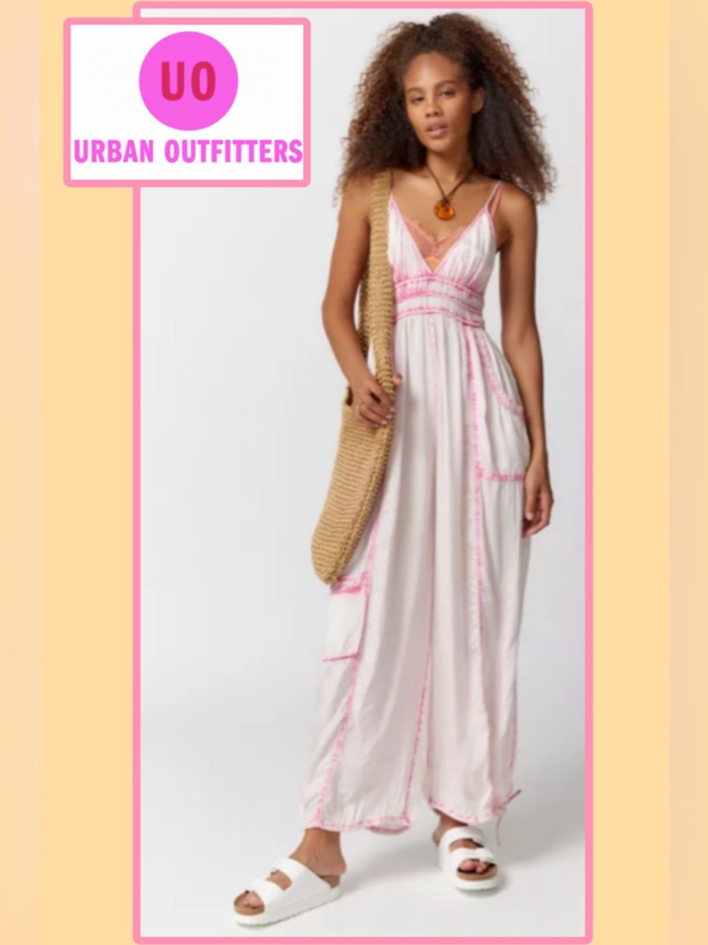 NWOT Urban Outfitters Out From Under Baggy Cargo Jumpsuit Small Rose Pink